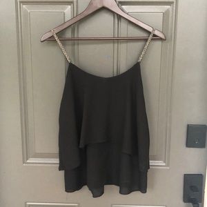 Layered chiffon tank with beaded straps